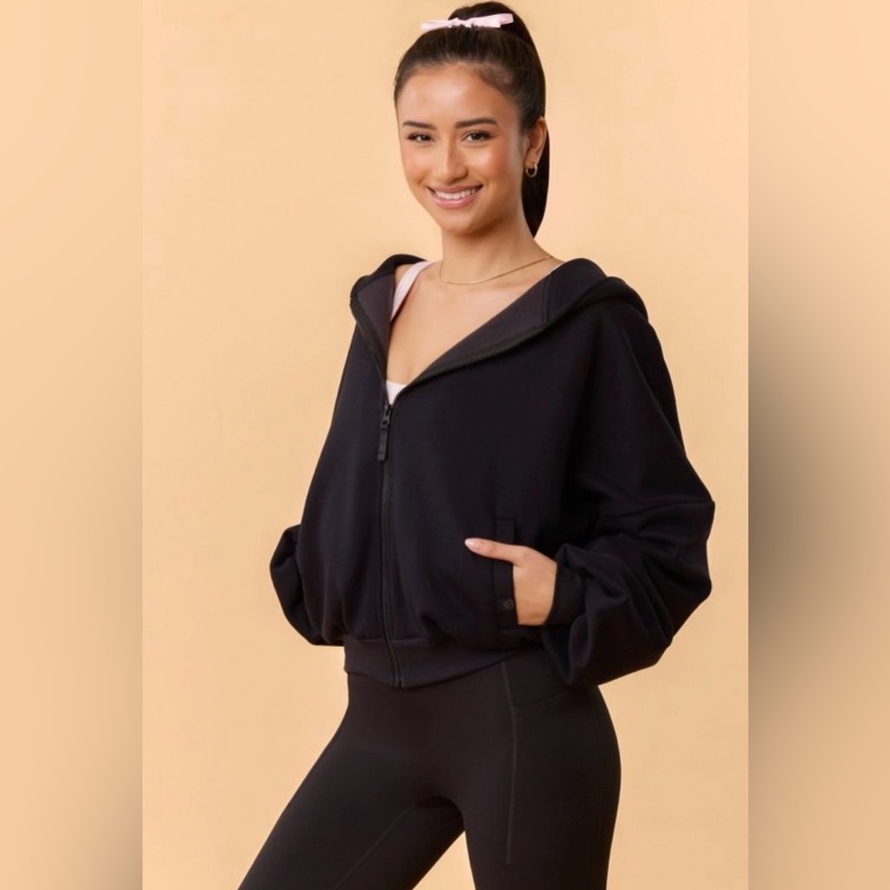 NWT Blogilates Jet Black Zip Up Marshmallow Hoodie XL